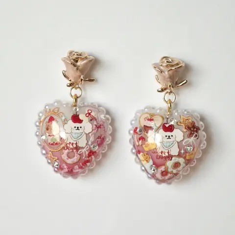 ต่างหูหัวใจ Berry Lolipop