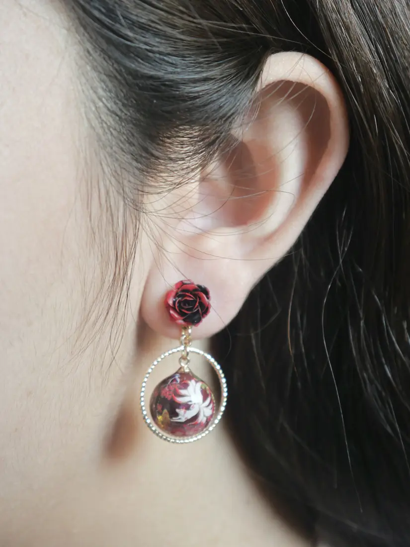 ต่างหูทรงกลม Maroon Fox ต่างหู MIMEAR