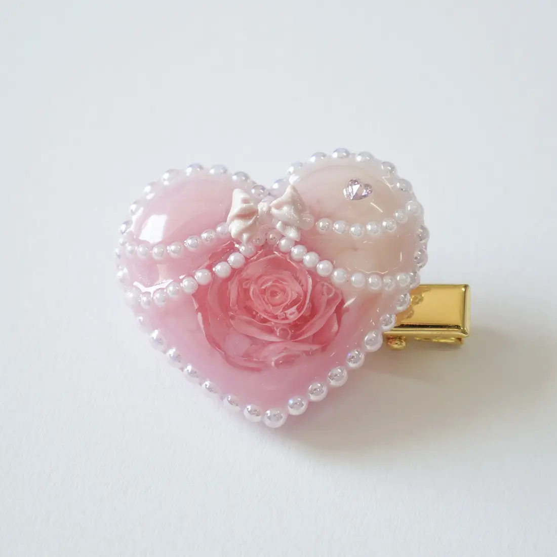 กิ๊บหัวใจ Pinkpearl Rose กิ๊บติดผม MIMEAR