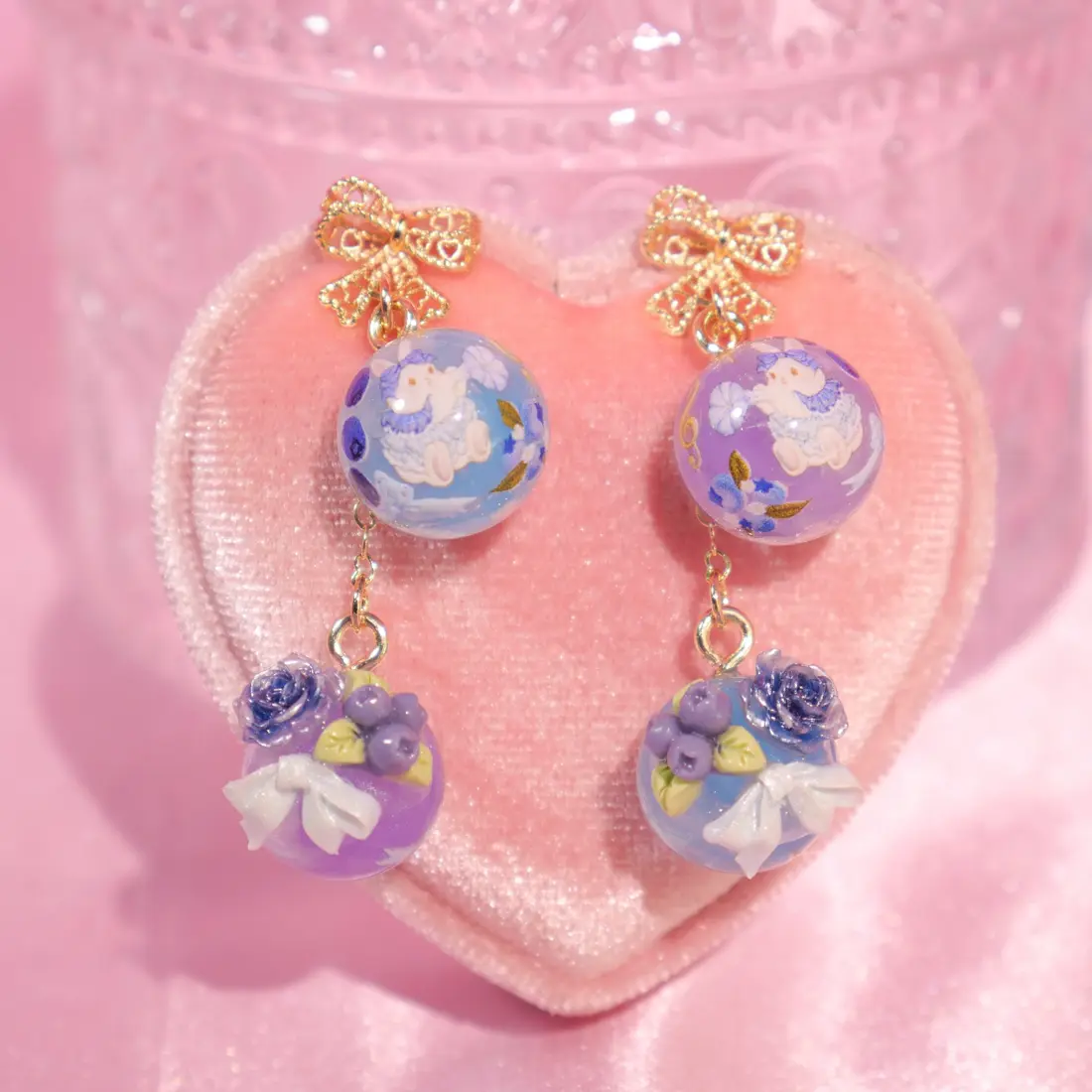 ต่างหูจี้กลม Blueberry Bunny Corset ต่างหู MIMEAR