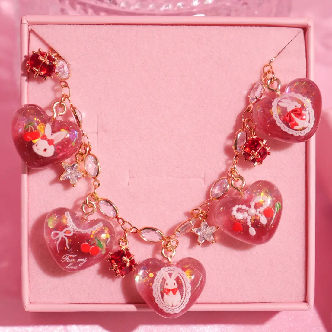 ข้อมือหัวใจ Cherry Bunny Lace สร้อยข้อมือ MIMEAR