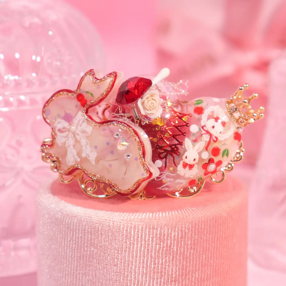 กิ๊บหัวใจกระต่าย Cherry Bunny Lace กิ๊บติดผม MIMEAR