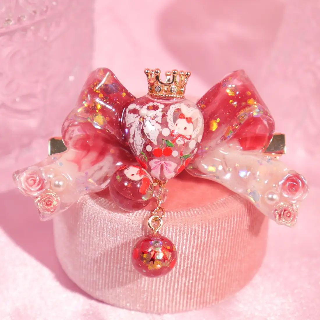กิ๊บโบว์ Cherry Bunny Lace กิ๊บติดผม MIMEAR