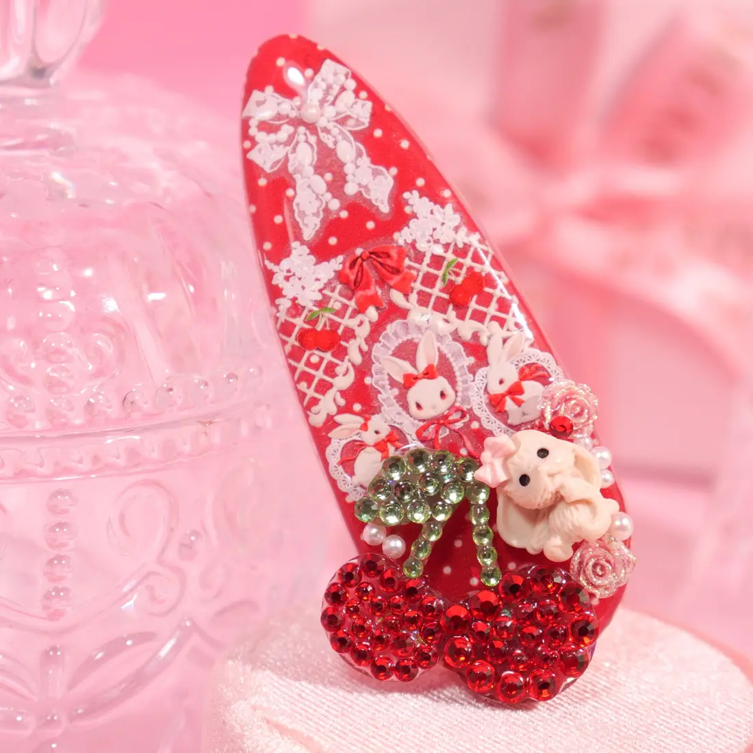 กิ๊บเพชร Cherry Bunny Lace กิ๊บติดผม MIMEAR