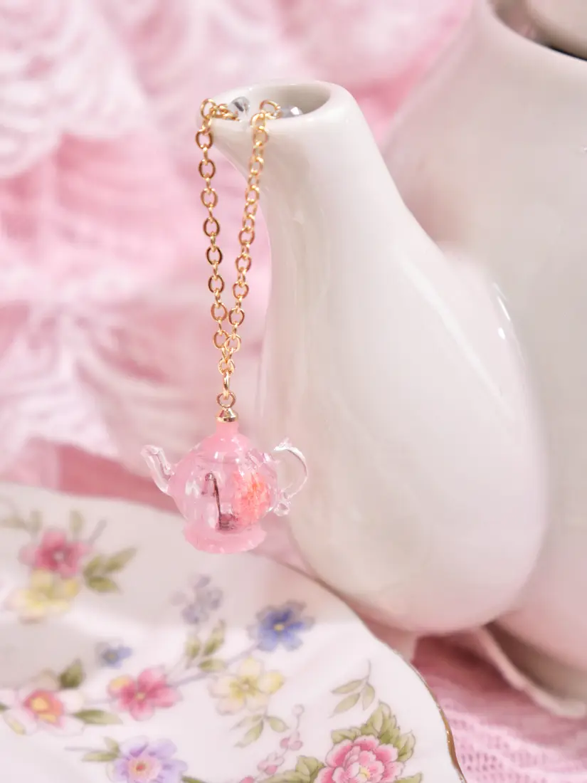 สร้อยคอกาชาชมพู Bunny x Floral Teapot สร้อยคอ MIMEAR