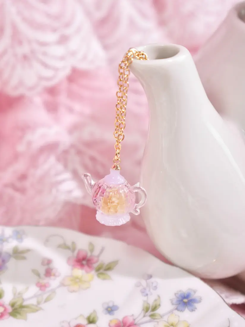 สร้อยคอกาชาม่วง Bunny x Floral Teapot สร้อยคอ MIMEAR