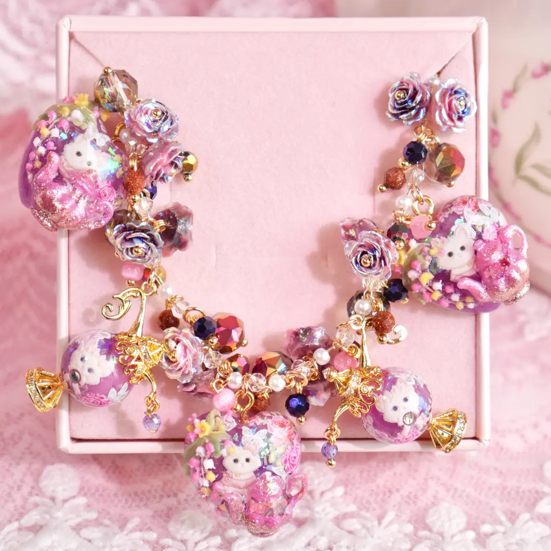 ข้อมือตะเกียงวิเศษหัวใจ Meow Floral Teapot สร้อยข้อมือ MIMEAR
