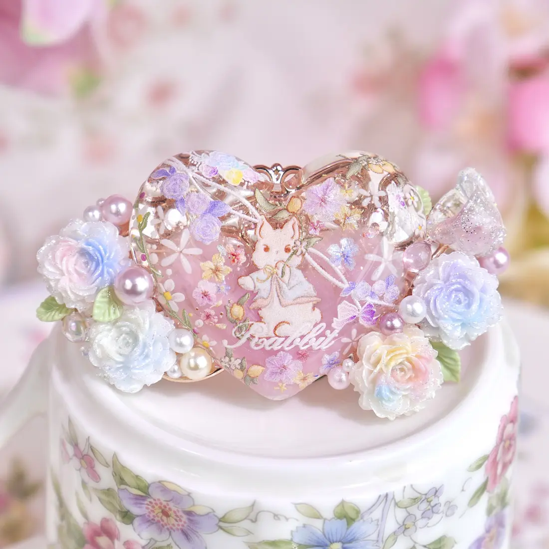 กิ๊บหัวใจถ้วยหยดน้ำชา Fleur Glassy Pour กิ๊บติดผม MIMEAR