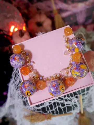 ข้อมือกลมม่วง Halloween ฟักทอง