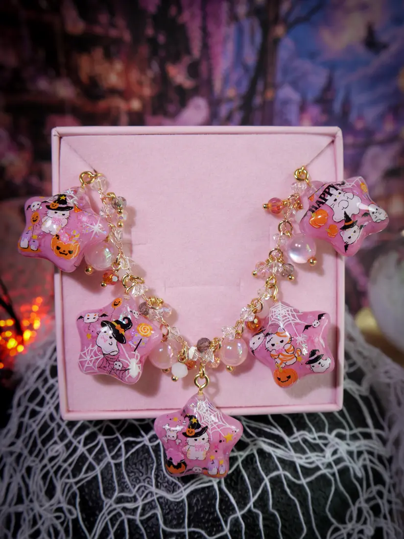 ข้อมือดาวชมพู Halloween แมวแคสเปอร์ สร้อยข้อมือ MIMEAR