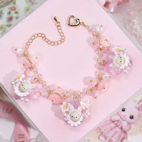 ข้อมือใจกระต่ายผีเสื้อกุหลาบชมพู
