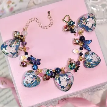ข้อมือแมวกุหลาบเดนิม สร้อยข้อมือ MIMEAR