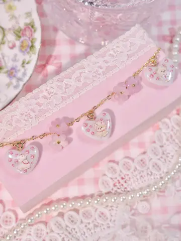 ข้อมือใจน้องหมาดอกไม้ชมพู