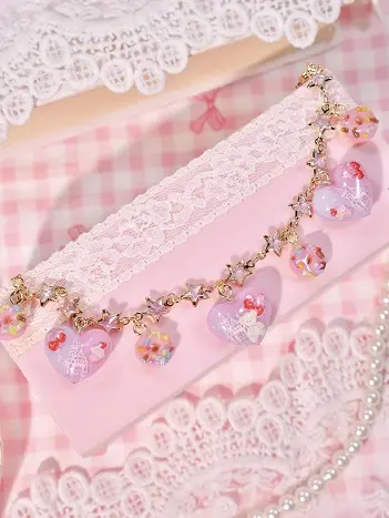 ข้อมือใจโดนัทชมพู สร้อยข้อมือ MIMEAR