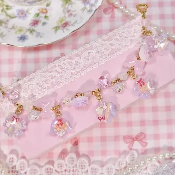 ข้อมือดอกไม้ชมพูม่วงกระต่ายขาว สร้อยข้อมือ MIMEAR