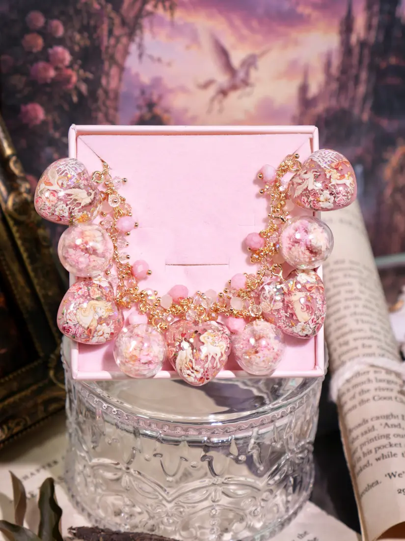 ข้อมือหัวใจชมพูปราสาทเพกาซัส สร้อยข้อมือ MIMEAR