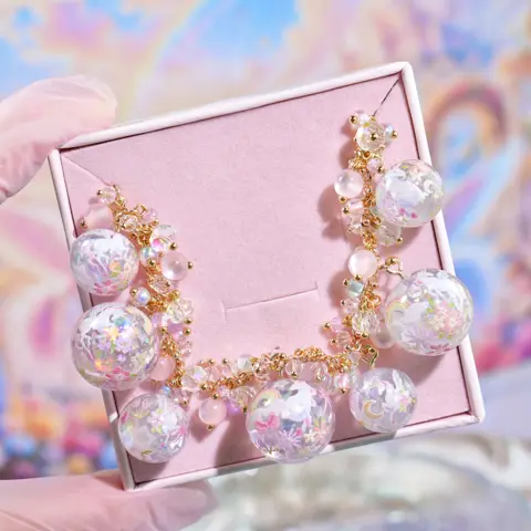 ข้อมือกลมใสสวนดอกไม้ม้าขาวชมพู
