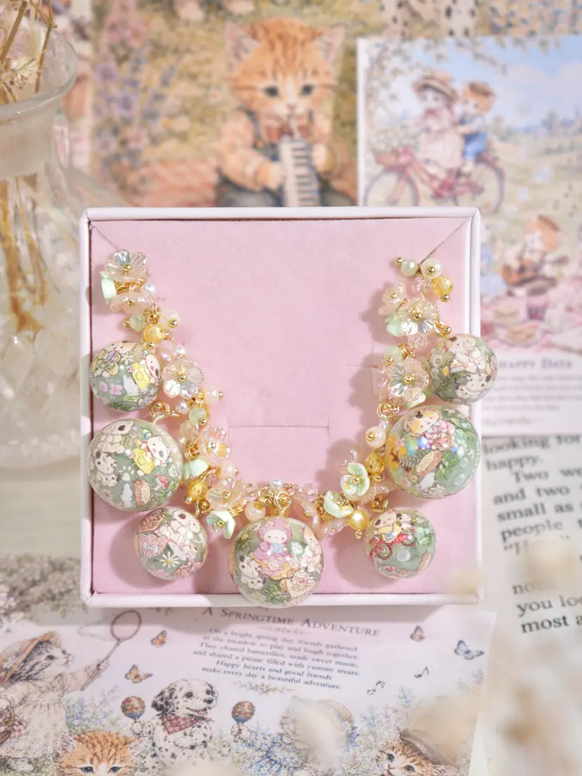 ข้อมือกลมเขียวแมวสวนสาธารณะ สร้อยข้อมือ MIMEAR