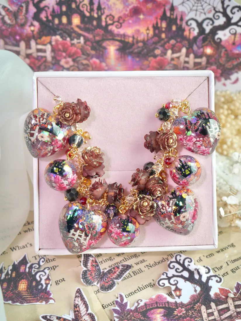 ข้อมือหัวใจกลมบ้านต้องมนตร์น้ำตาลแดง สร้อยข้อมือ MIMEAR